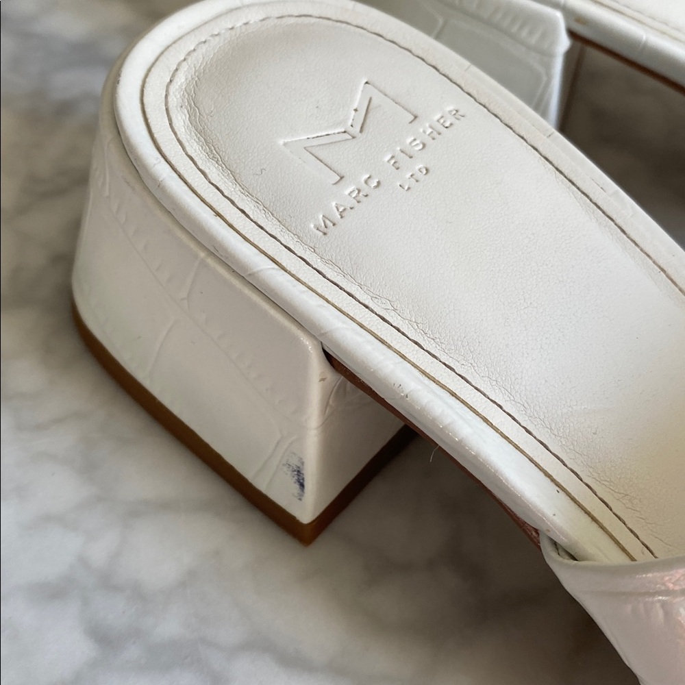Marc Fisher White Women's Slide Sandals - Picture 5 of 11